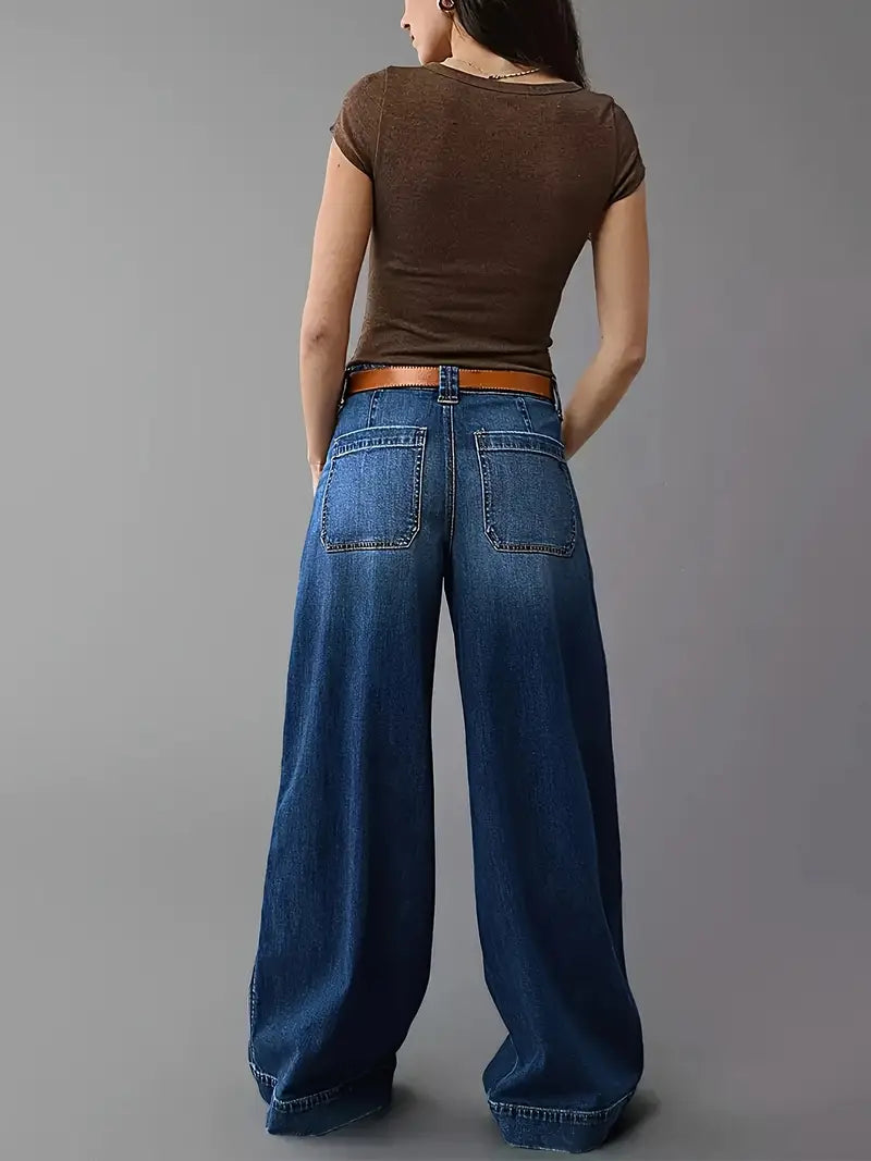 Vintage Style High Waisted Flare Jeans