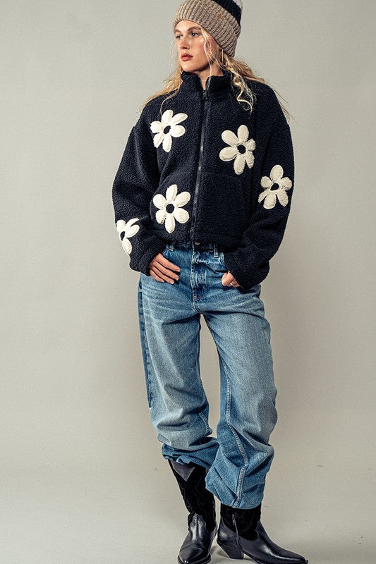 
                      
                        Floral Box Knit Zip Up
                      
                    