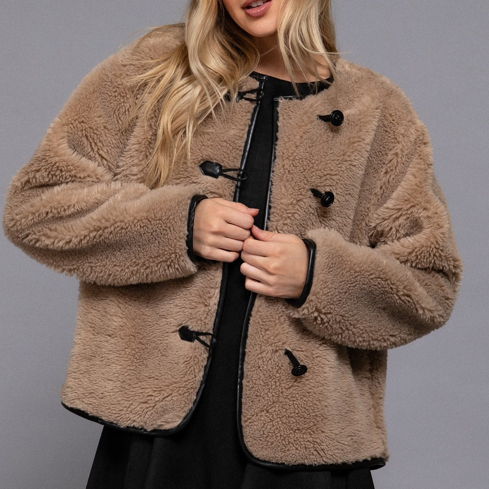 Toggle Look Button Fluffy Jacket