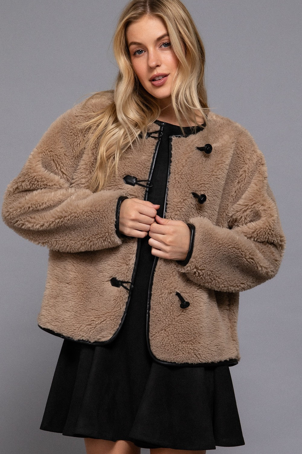 Toggle Look Button Fluffy Jacket