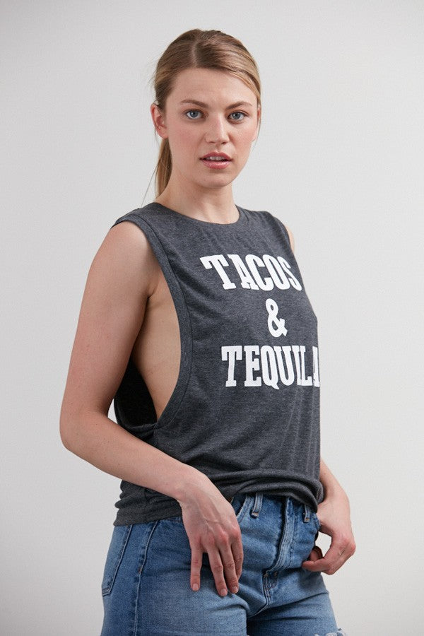Tacos & Tequila Print Muscle Tank