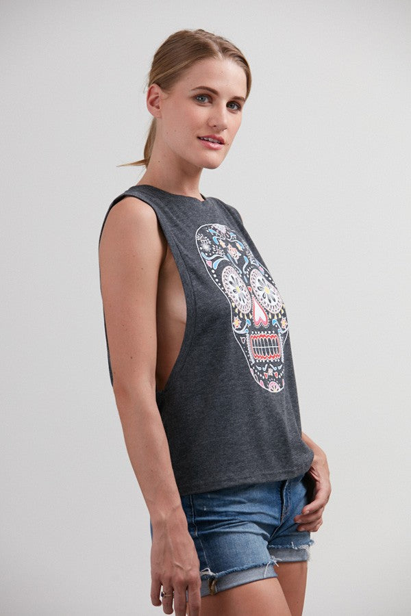 Sugar Skull Print Muscle Tank