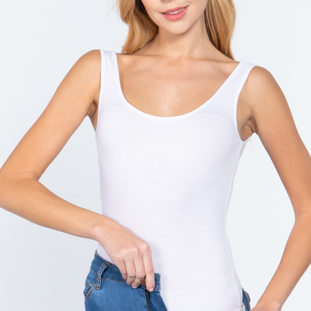 Sleeveless Double Scoop Neck Cotton Spandex Jersey