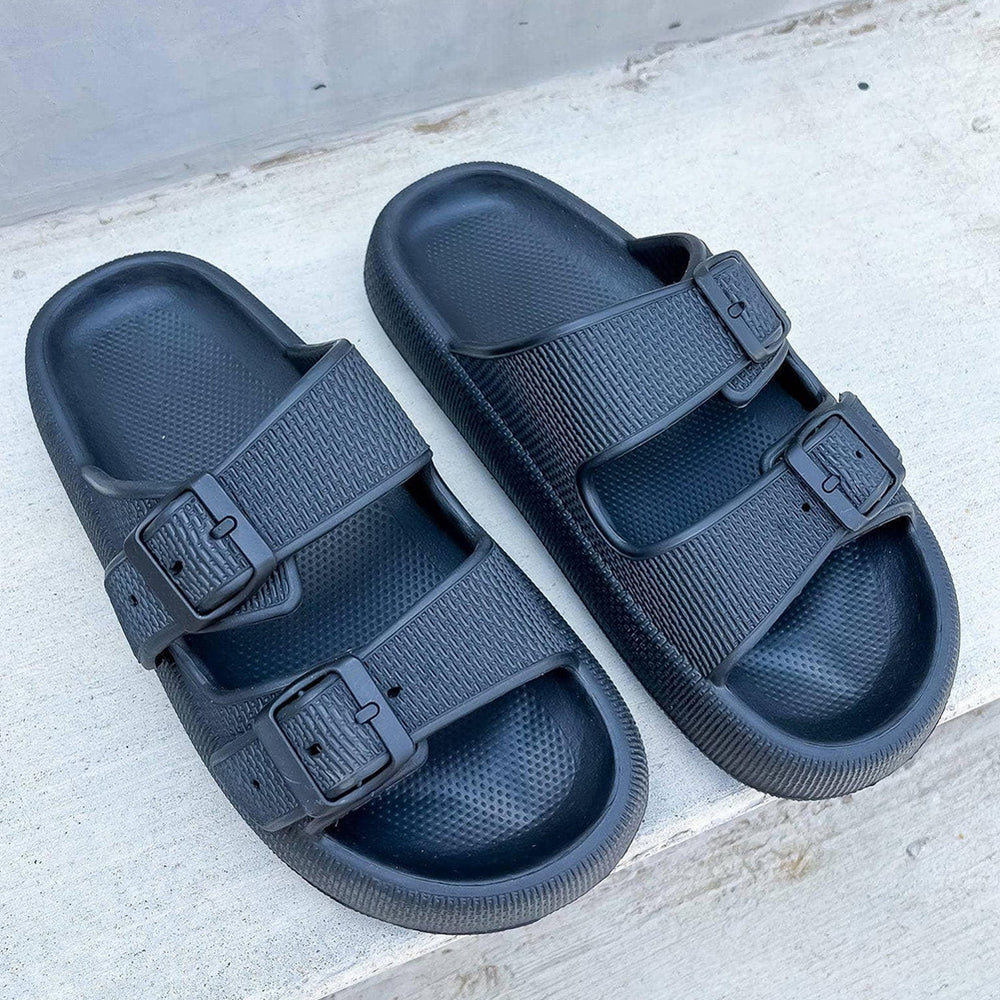 
                      
                        Black Adjustable Buckle Hollow Out Slippers
                      
                    