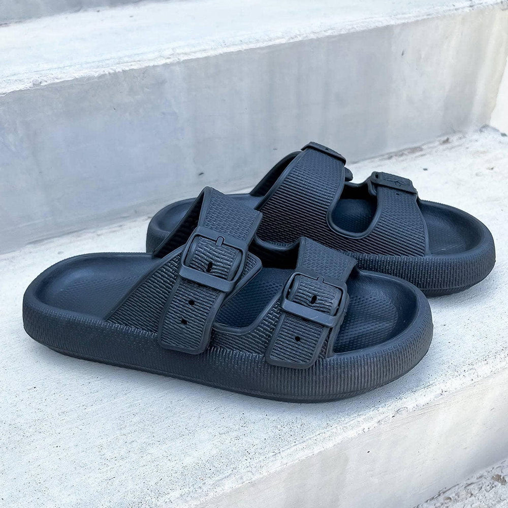 
                      
                        Black Adjustable Buckle Hollow Out Slippers
                      
                    