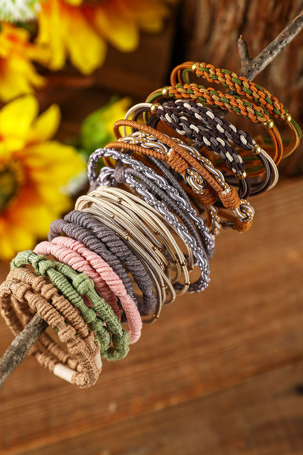 Multicolor 20 pcs Boho Knotted Hair Ties