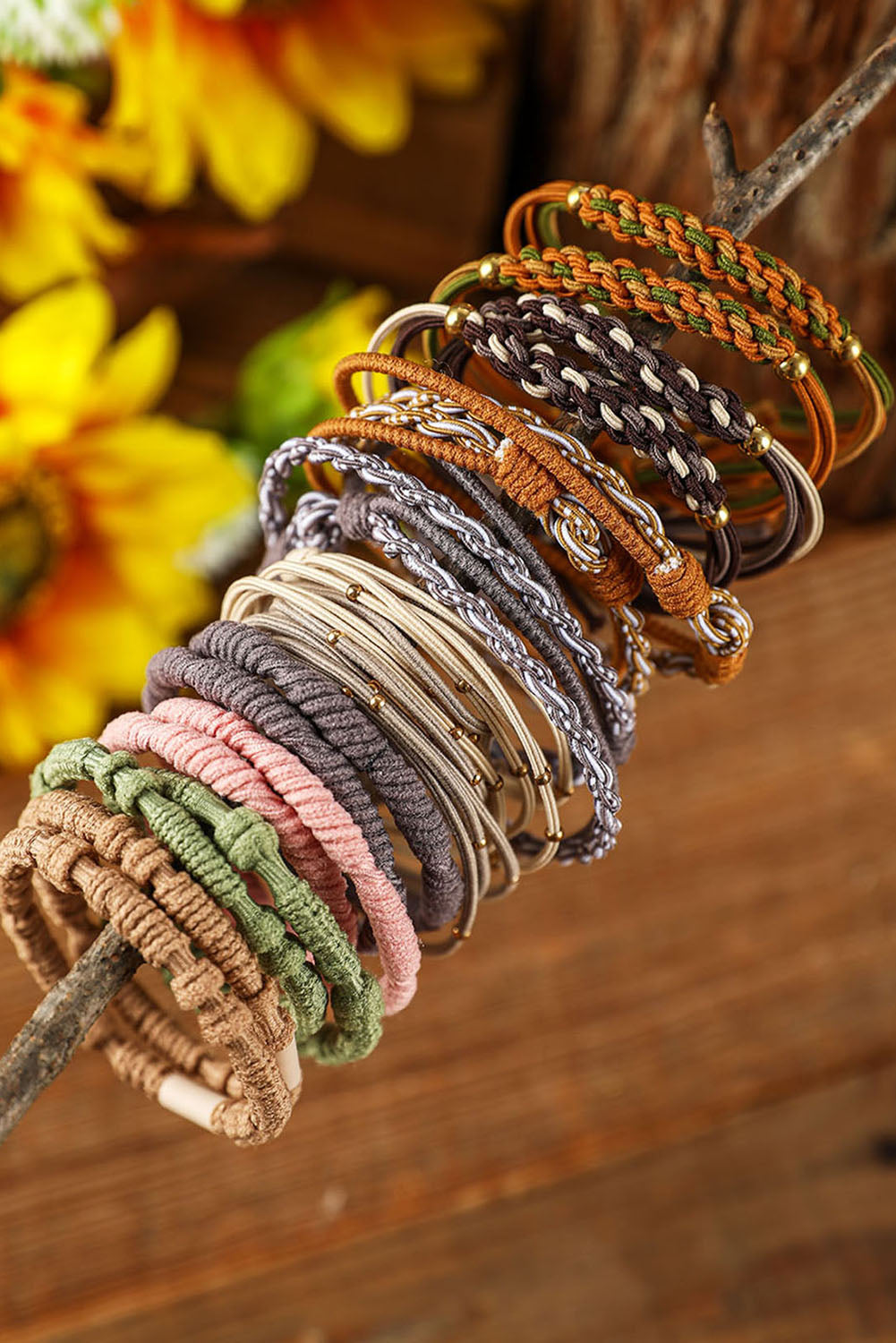 Multicolor 20 pcs Boho Knotted Hair Ties