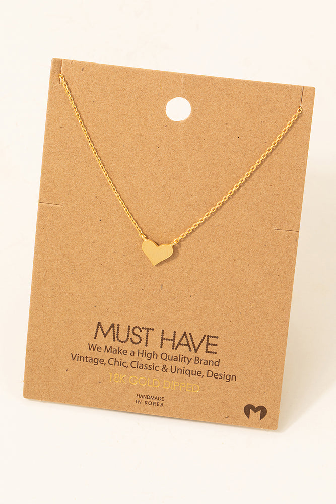 Brushed Heart Dainty Pendant Necklace