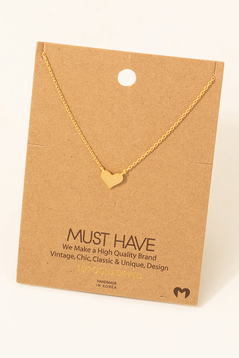 Brushed Heart Dainty Pendant Necklace