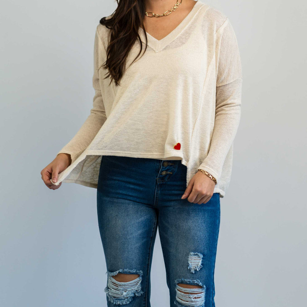 Dolman Sleeves Reverse Stitch Knit Top