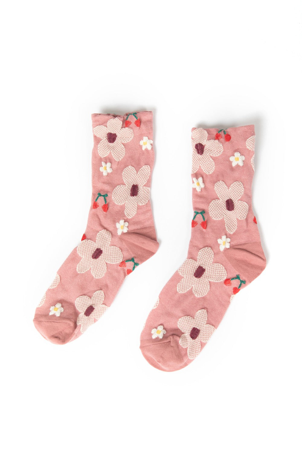 Floral Printed Texture Crew Socks