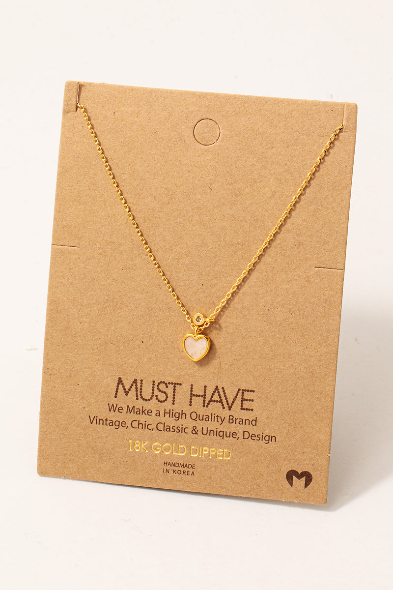 Gold Dipped Gemstone Heart Pendant Necklace