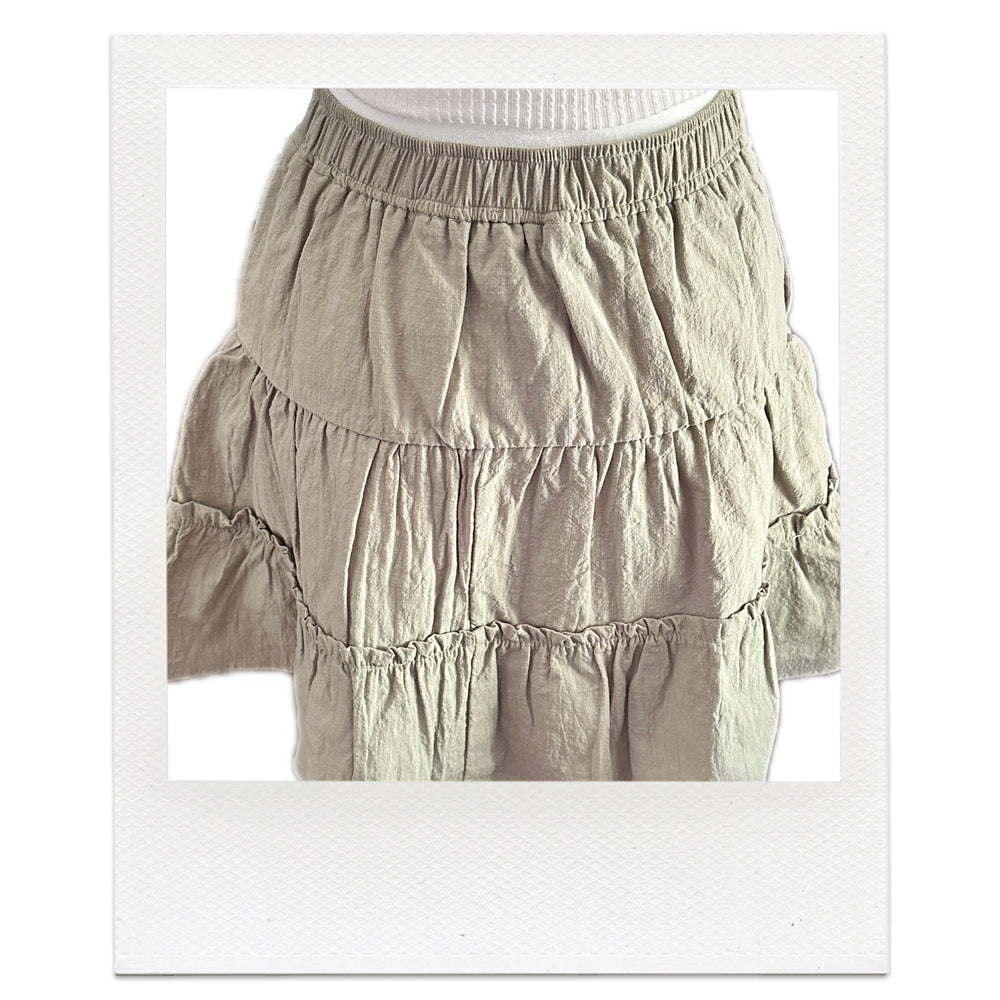Sage Button Mini Skirt