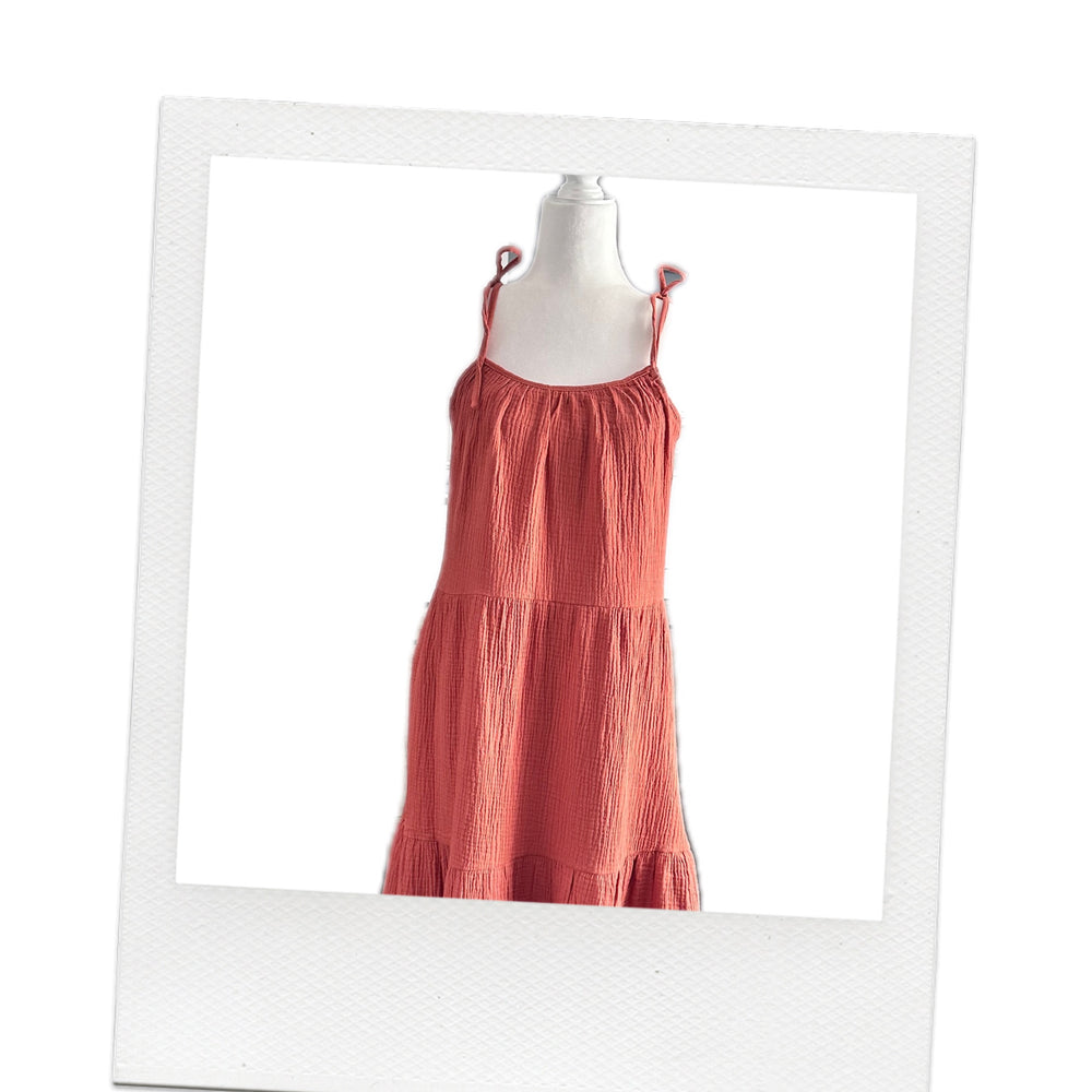 Rust 3 Tier Summer Dress