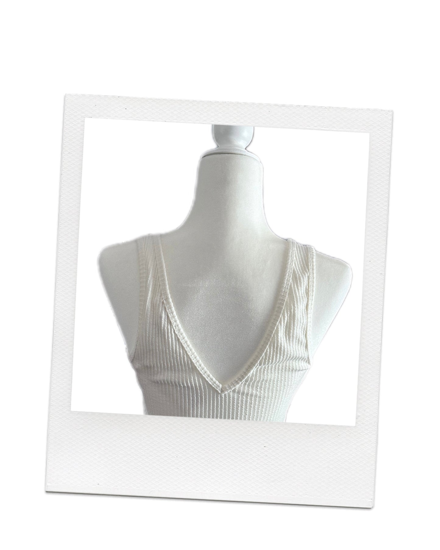 White Ribbed Short Tank Top
