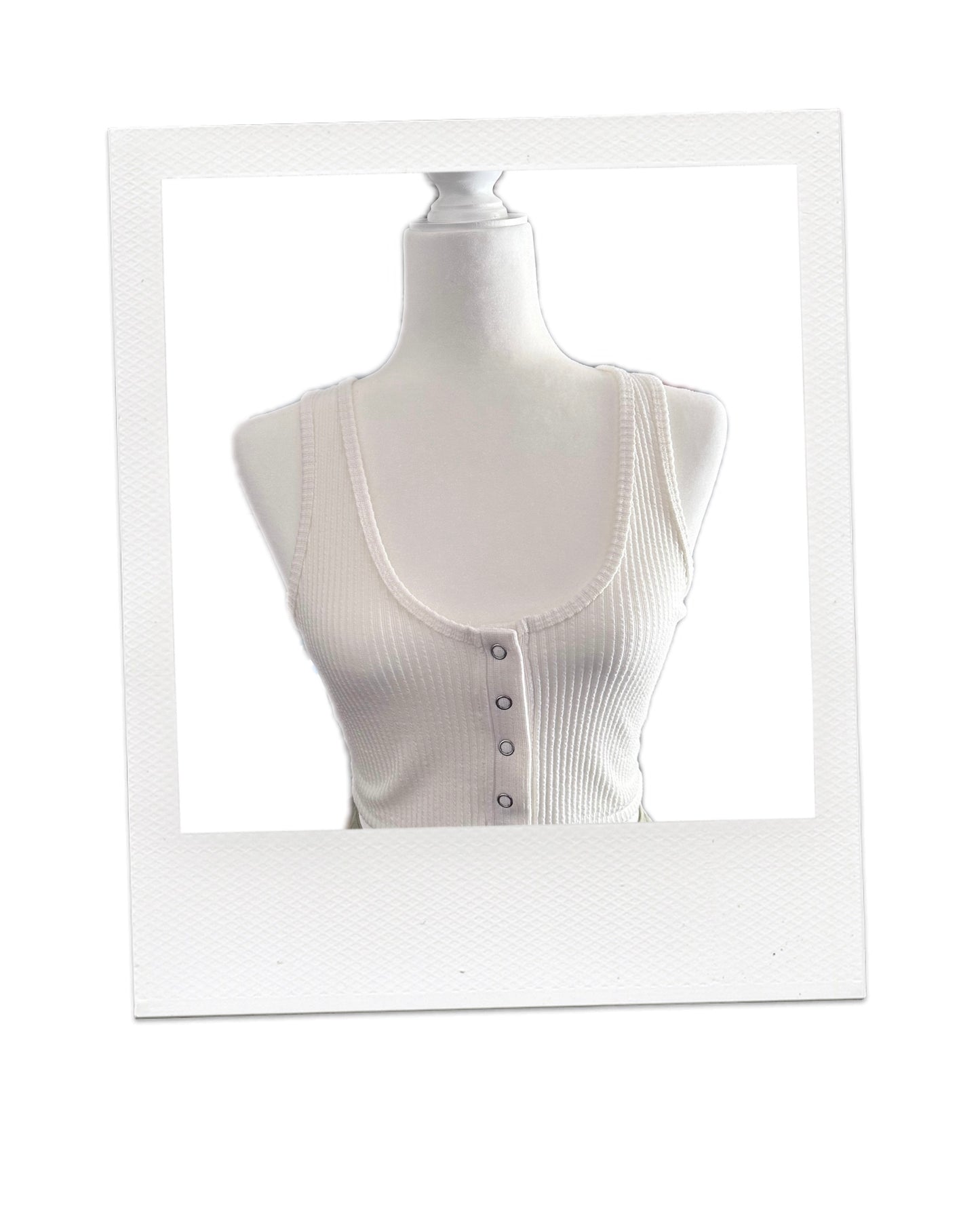 White Ribbed Short Tank Top
