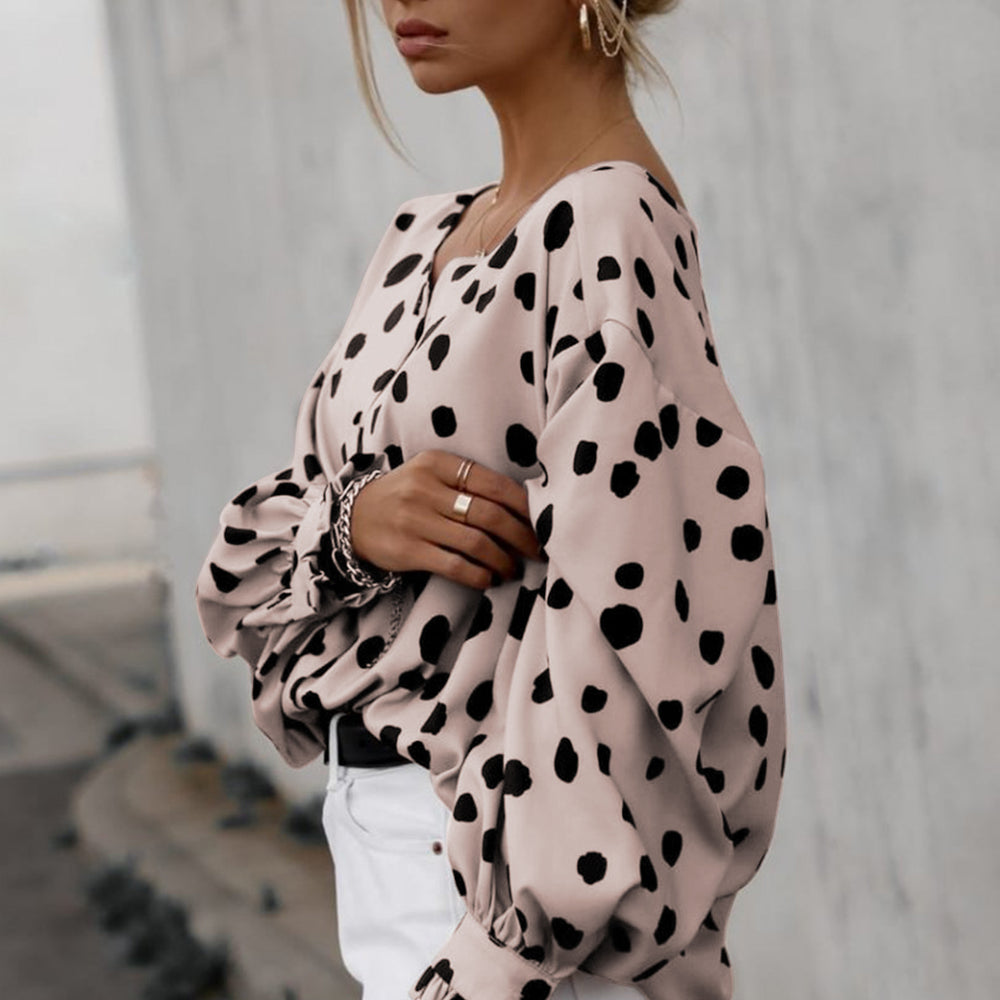 Pink Button Frill Cuffs Oversize Puff Sleeve Blouse