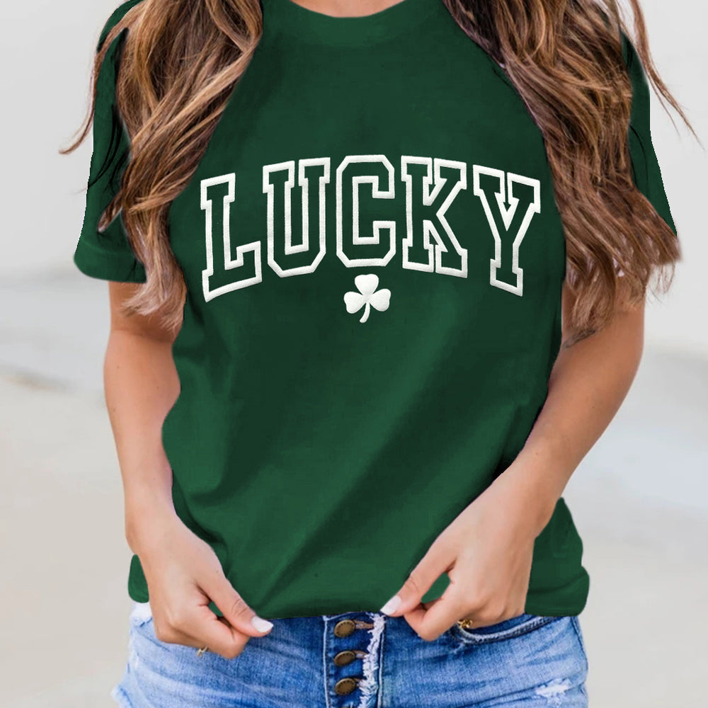 Green LUCKY Puff Print T Shirt