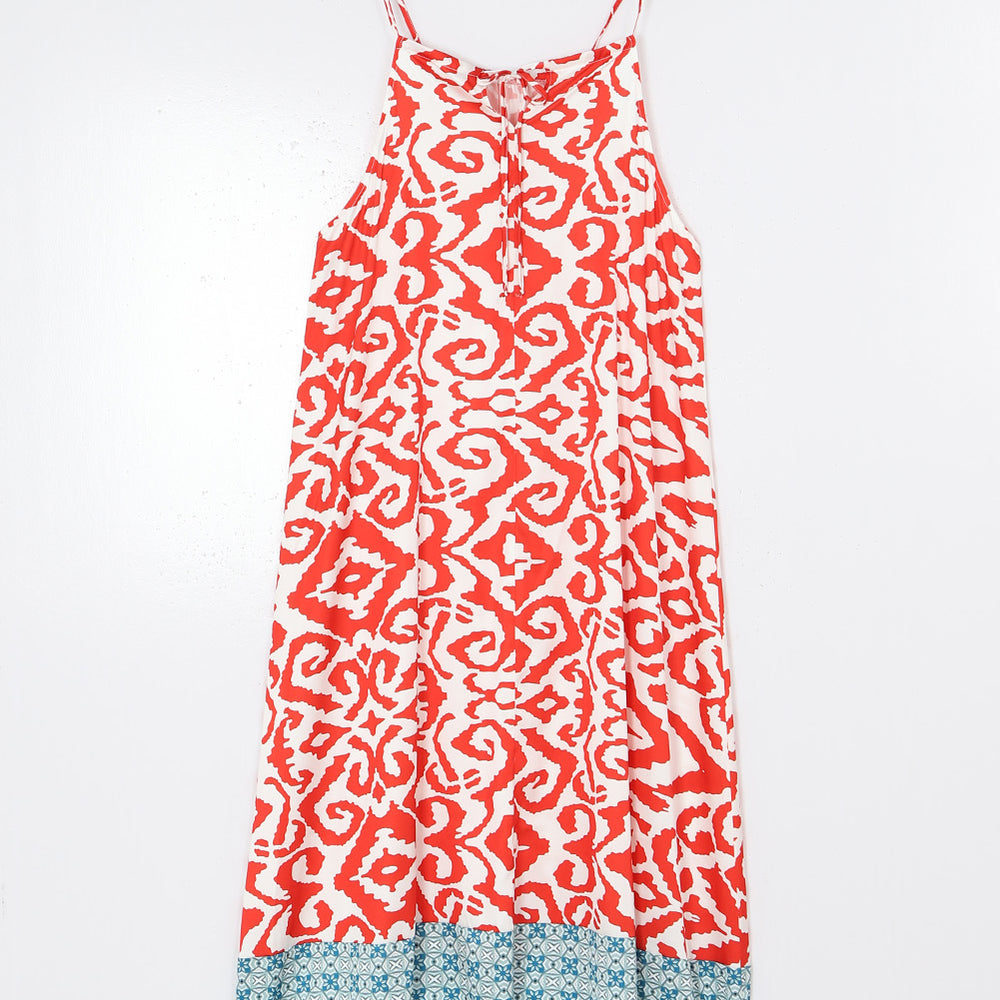 
                      
                        Orange Boho Geometric Print Sleeveless Maxi Dress
                      
                    