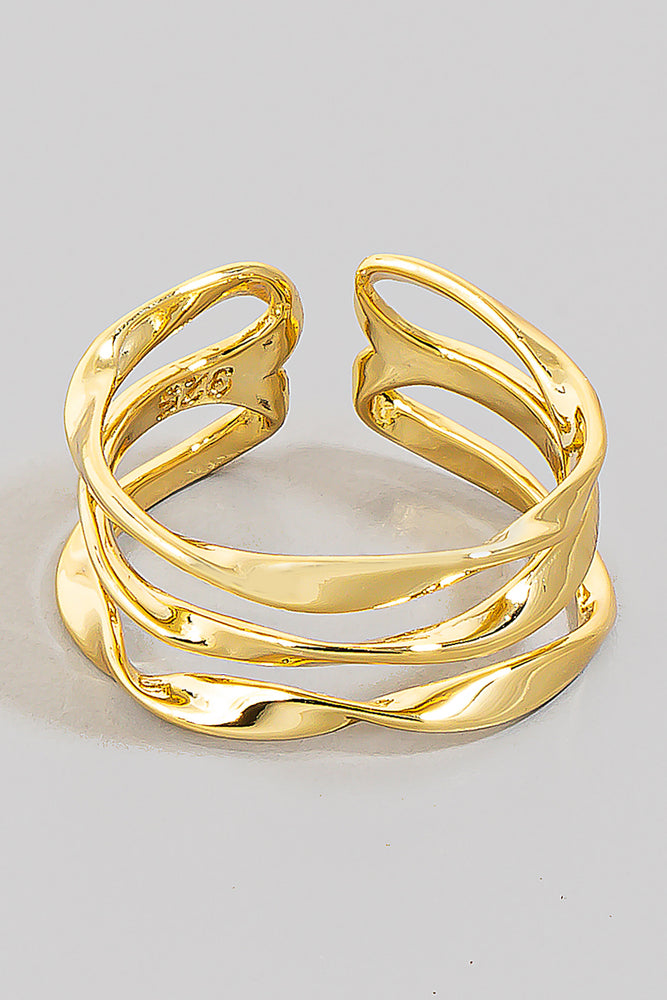 Triple Layered Twisted Metallic Open Band Ring