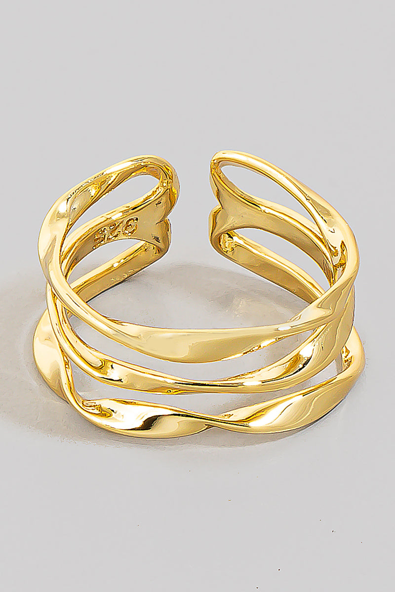 Triple Layered Twisted Metallic Open Band Ring