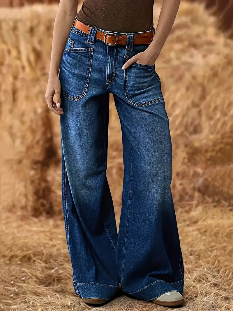 Vintage Style High Waisted Flare Jeans